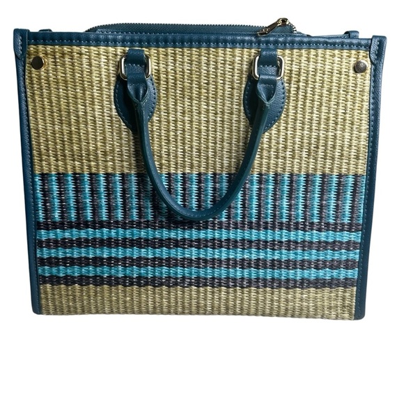 Chiara Ferretti Leather And Raffia Satchel With Detachable Cross Shoulde… - Picture 1 of 10